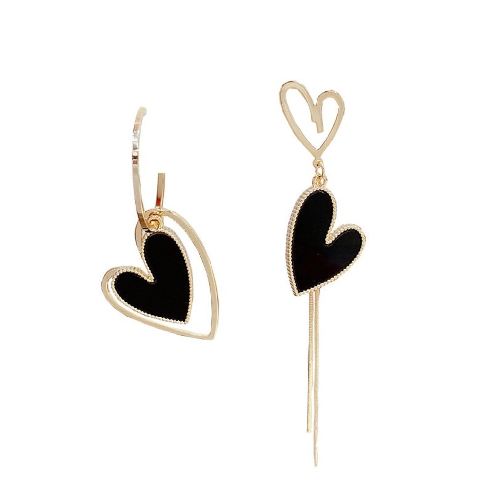 Asymmetrical Tassel Love Earrings - Picture 2 of 2